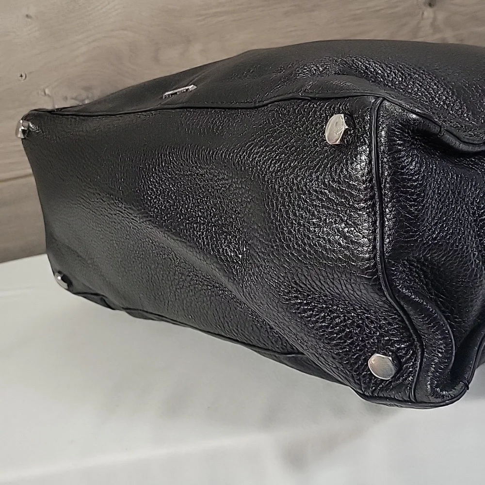 Women's Rebecca Minkoff Black Pebble Leather Business Laptop Crossbody Bag